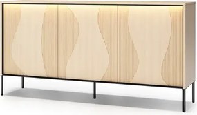 Moderná komoda NUR 170 cm bielený dub vincenza + čierna