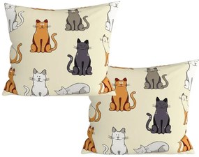 Sada 2 ks dekoračných obliečok na vankúš COLORED CATS BLEND 45x45 cm, krémová