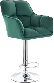 LuxuryForm DESIGN Barová stolička AMALFI VELUR na striebornom tanieri - zelená