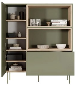 Komoda dvojdverová vysoká Desin 120 2D1SZ - Oliva / Dub nagano
