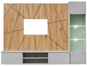 Obývacia stena Xavus G (perla grey + dub artisan) (s osvetlením). Vlastná spoľahlivá doprava až k Vám domov. 1118835