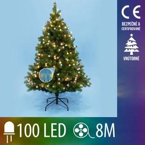 Vianočná led svetelná reťaz vnútorná - guľky 1,5 cm - 100led - 8m multicolour