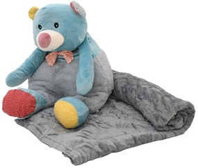 Plyšový MEDVEDÍK BOB s detskou dekou vo vnútri modrý