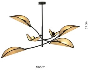 Luster na tyči LOTUS 6xE14/10W/230V čierna/béžová