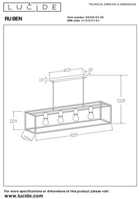 Lucide 00424/04/30 luster Ruben 4x40W | E27