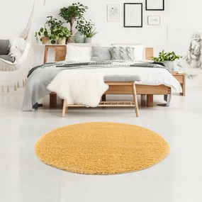 Dekorstudio Jednofarebný okrúhly koberec PULPY žltý Priemer koberca: 120cm