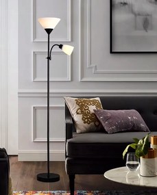 Smart LED AGNES stojaca čierna lampa na čítanie nastaviteľná 2xE27