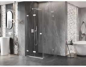 Mexen Lunar-F L, skladací sprchový kút ľavý 70 x 70 cm, 8mm číre sklo, biely profil, 836L-070-070-20-00-L