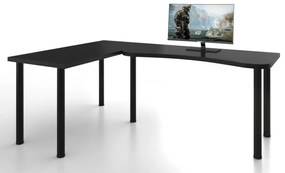 Počítačový rohový stôl L, 200/135x73-76x65, čierna, ľavý