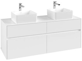 VILLEROY &amp; BOCH Collaro závesná skrinka pod dve umývadlá na dosku, 4 zásuvky, 1400 x 500 x 548 mm, White Matt, C04800MS