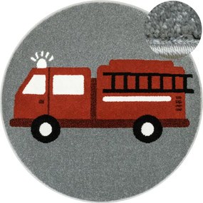 Koberec Lima G752A hasičské auto, červený / sivý kruh
