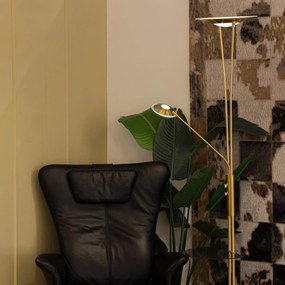 Zlatá stojaca lampa s lampou na čítanie vrátane LED a USB portu - Sevilla