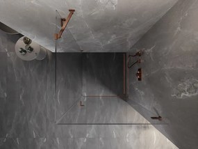 Mexen Lunar-B, výklopný sprchový kút pravý 80 x 80 cm, 8mm číre sklo, profil ružové zlato, 832-080-080-60-00-P