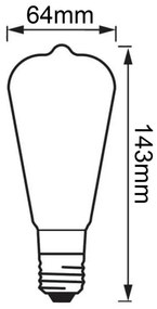 LED Edison E27 ST64 5,8W = 60W 806lm 4000K Neutrálne 300° CRI90 Stmievateľné vlákno LEDVANCE Superior