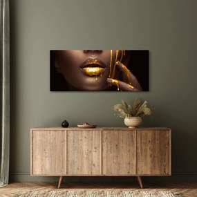 Obraz - Žena so zlatými perami (120x50 cm)