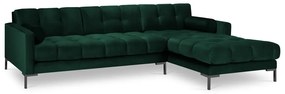 Tmavozelená zamatová rohová pohovka Cosmopolitan Design Bali, pravý roh