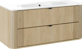 Comad Kúpeľňová skrinka s keramickým umývadlom Ovalia Cremona 120 cm - dub cremona