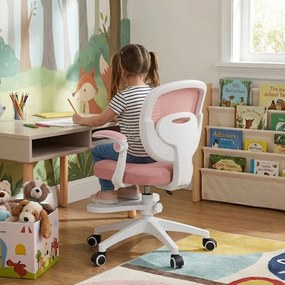 Detská otočná stolička Neoseat JUNI 008 s podnožou — látka, ružová