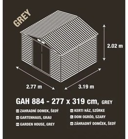 Záhradný domček G21 GAH 884 - 277 x 319 cm, šedá