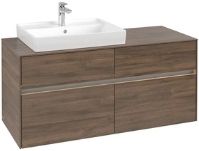 VILLEROY &amp; BOCH Collaro závesná skrinka pod umývadlo na dosku (umývadlo vľavo), 4 zásuvky, s LED osvetlením, 1200 x 500 x 548 mm, Arizona Oak, C082B0VH