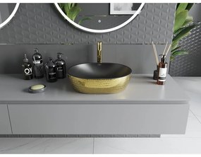 Mexen Viki, umývadlo na dosku 48x35x14 cm, čierna matná-zlatý vzor, 21054878