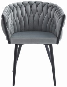 Svetlo sivé jedálenské kreslo ORION VELVET s čiernymi nohami
