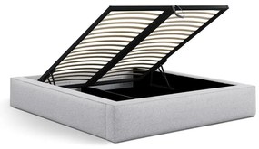 Svetlosivá čalúnená dvojlôžková posteľ s úložným priestorom s roštom 140x200 cm Simon Darren – Micadoni