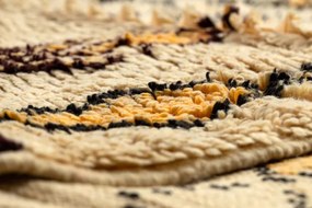 Ručne tkaný vlnený koberec BERBER BJ1005 Boujaad berber Boho, béžový / žltý
