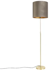 Stojaca lampa zlatá/mosadzná s tienidlom z tmavosivej zamatovej látky 40/40 cm - Parte