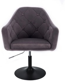 LuxuryForm DESIGN Kreslo ANDORA VELUR na čiernom tanieri - tmavo šedé