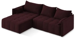 Vínovočervená rozkladacia/s úložným priestorom rohová pohovka (ľavý roh/s leňoškou) Moku – Makamii