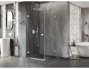 Mexen Lunar-B, výklopný sprchový kút ľavý 80 x 80 cm, 8mm číre sklo, biely profil, 832-080-080-20-00-L