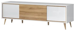 TV stolík Vida TV lakované pacific walnut/crystal white