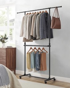 Stojan na oblečenie dvojstupňový JASON 101-165x49x113-180cm, čierna SongmicsHome