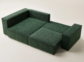 Tmavozelená ženilková rozkladacia/s úložným priestorom rohová pohovka (ľavý roh/do L) Tonga – Maison de Rêve