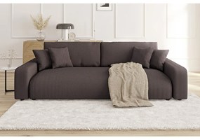 Hnedá menčestrová rozkladacia/s úložným priestorom pohovka 234 cm Sara – Ropez