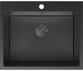 Mexen Solix, 1-komorový nerezový drez 600 x 500 mm, čierna, vzor voština, 6408601000-70HC