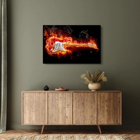 Obraz - Gitara v plameňoch (90x60 cm)