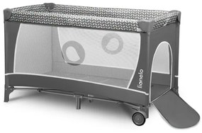 Lionelo - Cestovná postieľka FLOWER Šedá Scandi