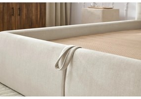 Béžová čalúnená dvojlôžková posteľ s úložným priestorom s roštom 180x200 cm Clothilde – Bobochic Paris