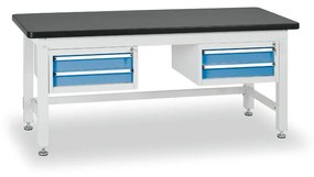 Pracovný stôl do dielne BL s 2 závesnými boxami na náradie, MDF + PVC doska, 4 zásuvky, 1800 x 750 x 800 mm