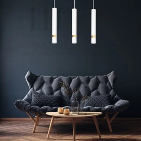 Závesné svietidlo Joker, 3x biele kovové tienidlo, w/g