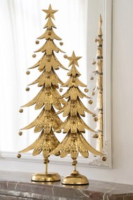 Zlatý kovový stromček s rolničkami Christmas Tree L - 25,5 * 11,5 * 56 cm