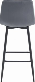 Barová stolička s čiernymi nohami ARCETO VELVET, tmavosivá