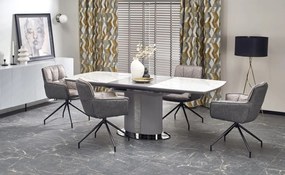 DANCAN extension table, white marble / grey / l. grey / black