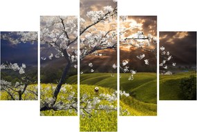 Obraz - Rozkvitnutý strom v krajine (150x105 cm)