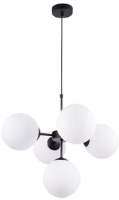 Závesné svietidlo Florence, 5x biele sklenené tienidlo