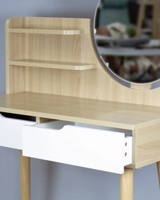 Dekorstudio Toaletný stolík so zrkadlom - SCANDI biely+svetlý buk