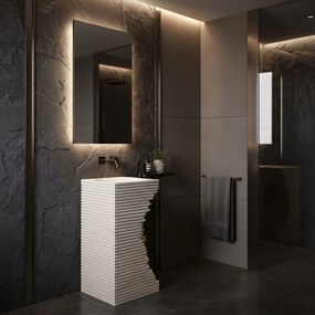 Rea Travena Square, voľne stojace umývadlo 400×400×840 mm, béžová-ecru, REA-U3534