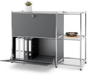 Kovová odkladacia skrinka »CN3« s 2 výklopnými priehradkami, sivá